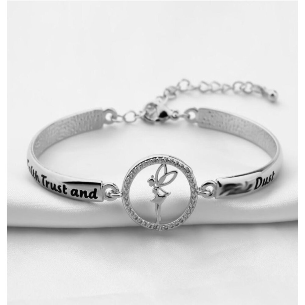 Tinkerbell-Inspired Stainless Steel Bracelet With Adjustable Chain